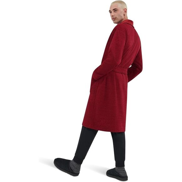 Ugg Men's Robinson Fleece Robe - Dark Cherry Heather-XL/2XL - Picture 2 of 4